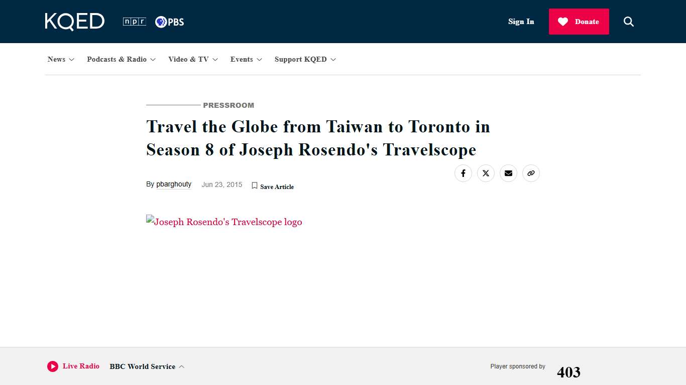 Travel the Globe from Taiwan to Toronto in Season 8 of Joseph Rosendo's Travelscope | KQED